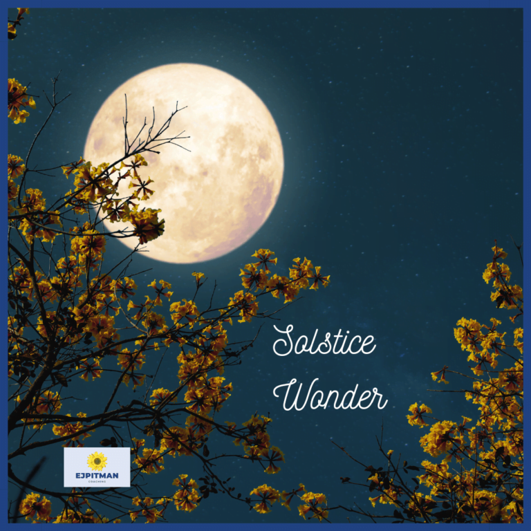 Full Solstice Moon with 'solstice wonder' in text