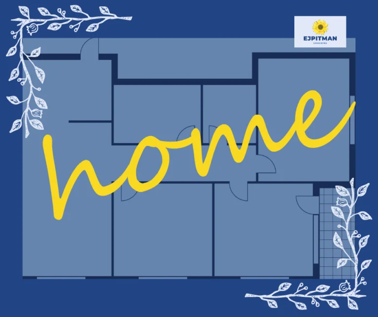 floorplan diagram with 'home' written in cursive